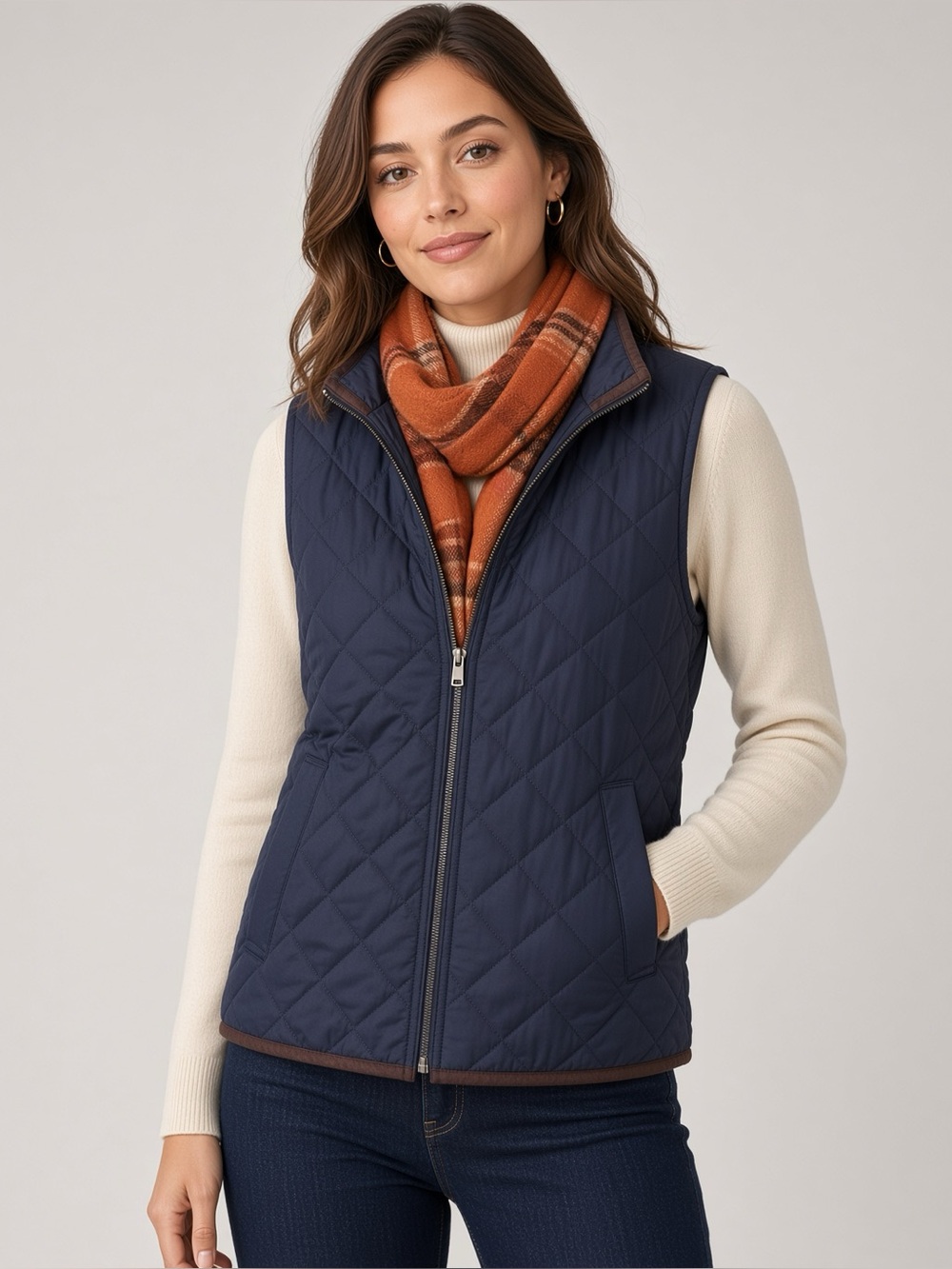 Magaschoni Quilted Vest Navy Size S